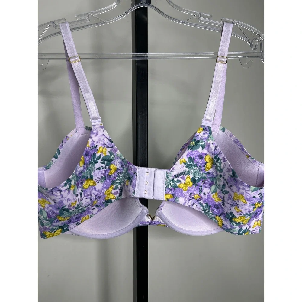Women's Floral Butterfly‎ Print Padded Underwire Bra Lavender Purple Size 34D